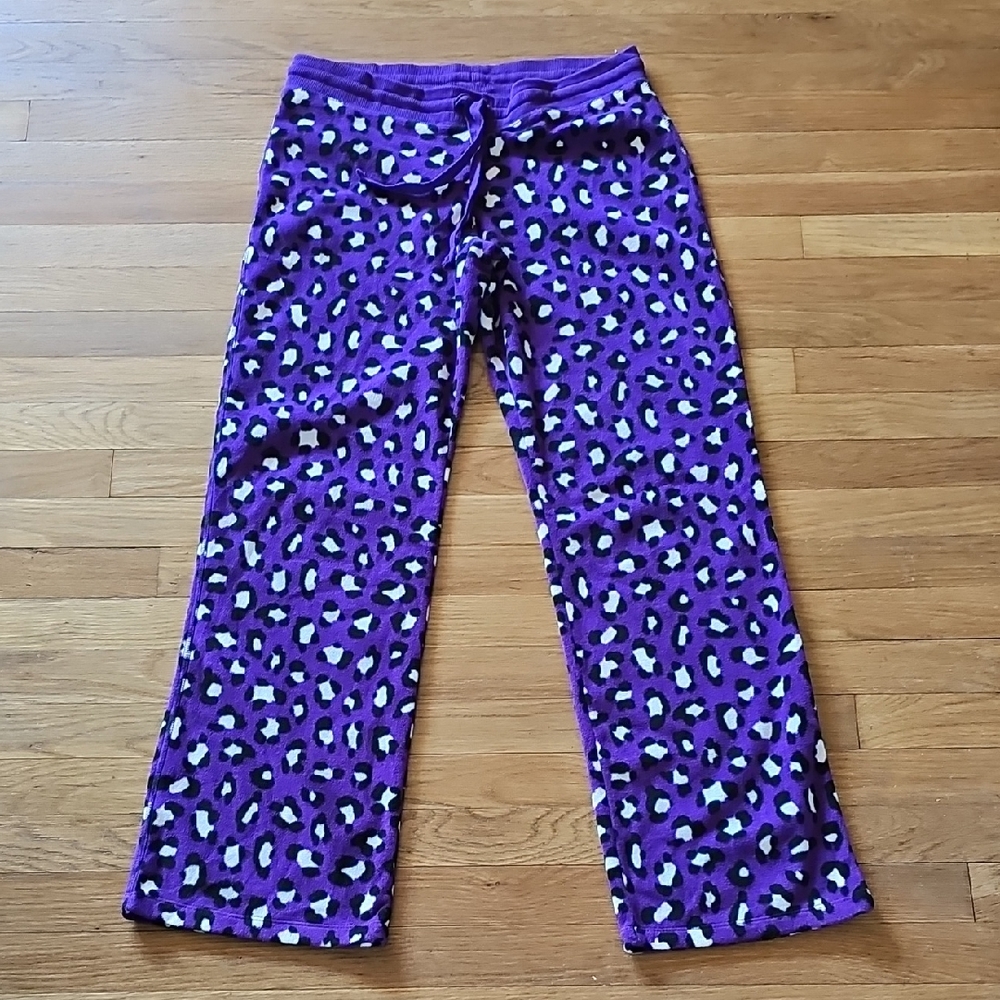 Aero Live Love Dream Purple Animal Print Sleep LoungingAround Pants Womens Large